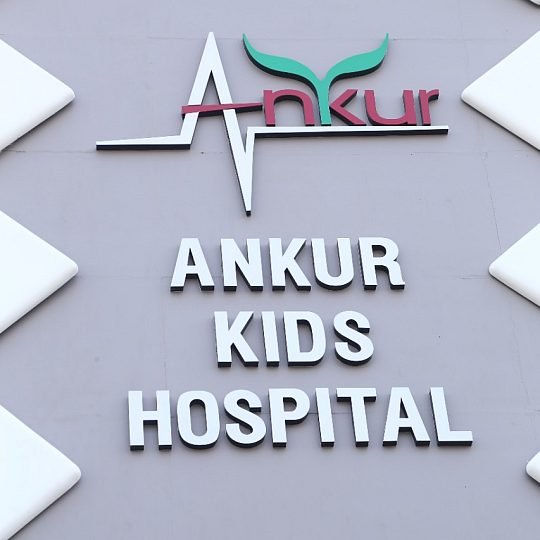 Ankur Kids Hospital sign on the building
