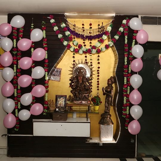 Temple decorated for the Hawan Pooja